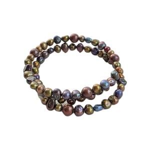 Genuine Pearl Brown Tan Green Burgundy Beads Wrap Around Bracelet Coastalgypsy